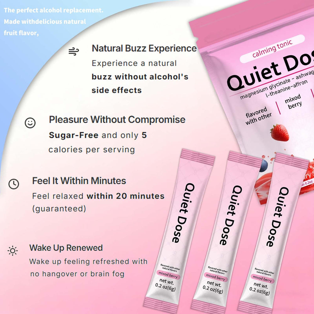 Bexelora Quiet Dose ready-to-drink serving displayed in glass for easy evening relaxation.