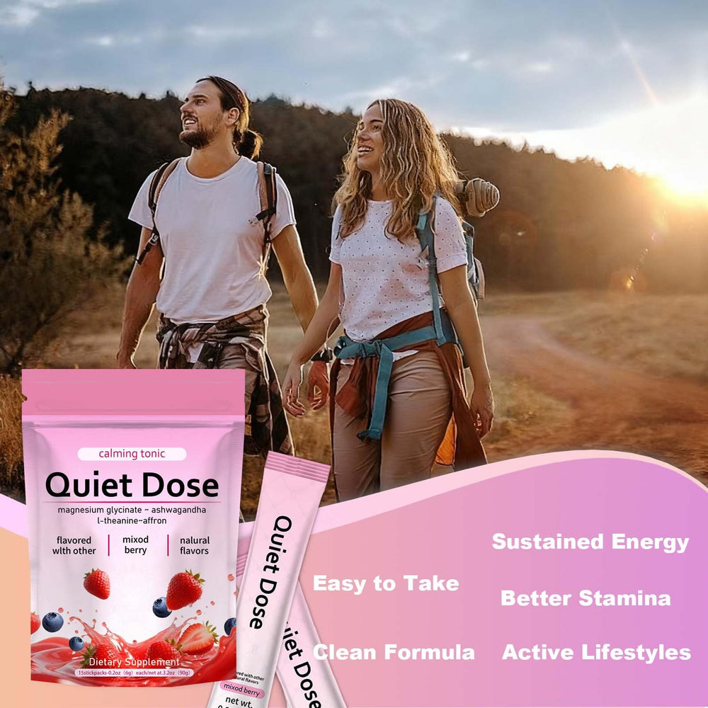 Bexelora Quiet Dose vegan, non-GMO, gluten-free label on packaging.