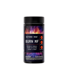 BEYOND RAW Burn MF capsules close-up showing potent caffeine blend.