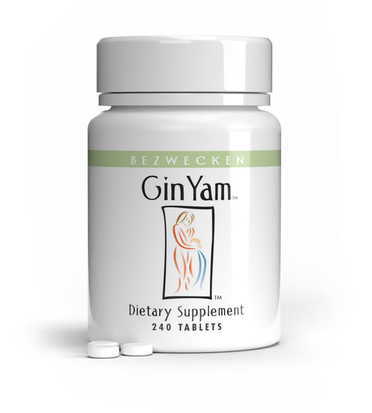Bezwecken Gin Yam bottle close-up for menopausal support and energy balance
