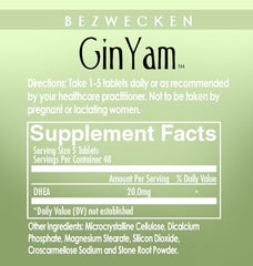 Close-up of Bezwecken Gin Yam tablets showing small size for easy swallowing