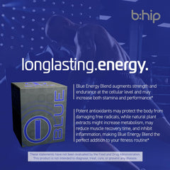 Bhip Blue Energy Blend graphic label emphasizes endurance support.