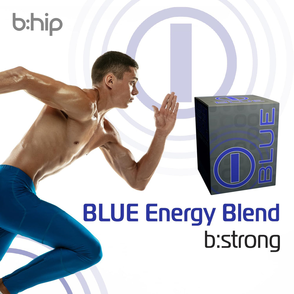 Bhip Blue Energy Blend in-use bottle during gym session.