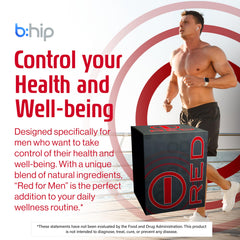 bhip Red for Men glass with dissolved powder for a refreshing pick-me-up.