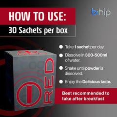 bhip Red for Men packaging closeup signaling premium quality.