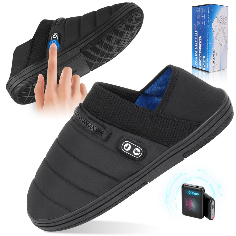 BIAL heated slippers front view showing cozy upper and warmth for cold days