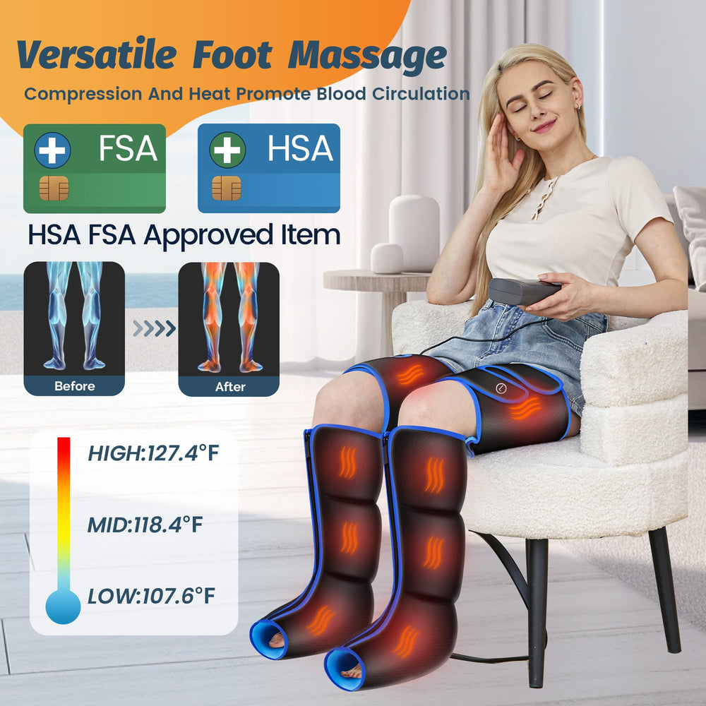 BIEAMA leg air massager provides full-leg coverage for calves, thighs, and feet.