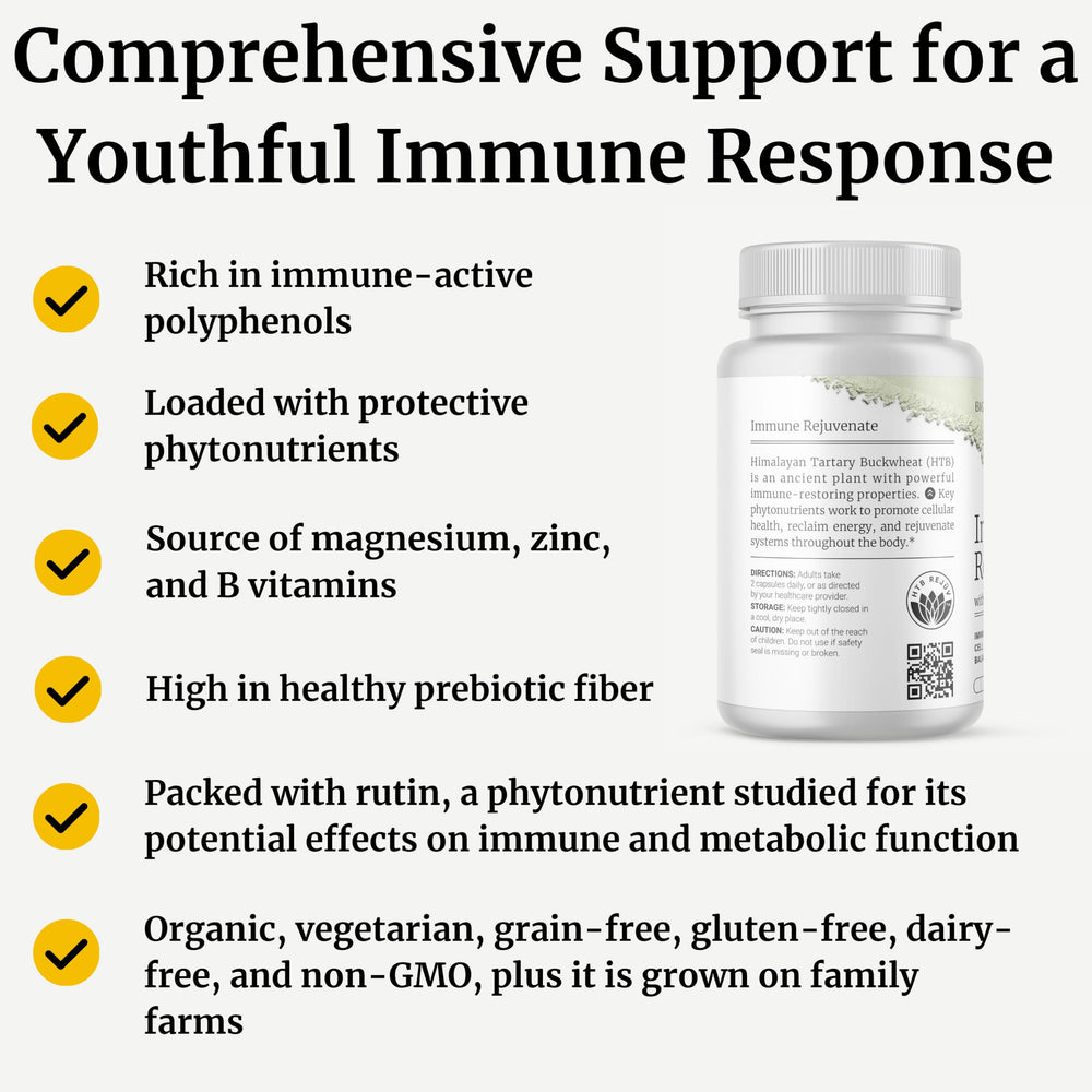 Front label of Big Bold Health HTB Immune Rejuvenate highlighting gluten-free and non-GMO features.