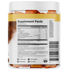 Packaging showing vegan, non-GMO, gluten-free credentials for HTB chews.