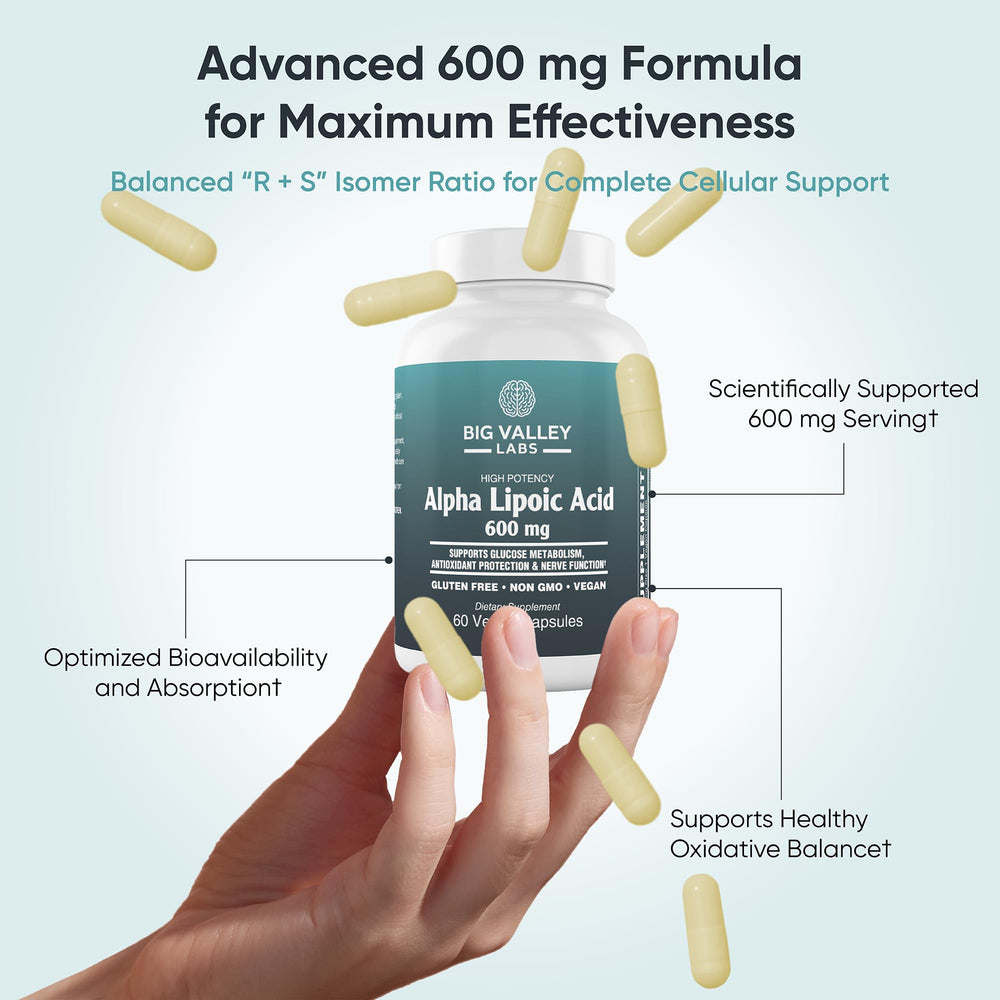 Big Valley Labs packaging shows gluten-free and allergen-conscious features.