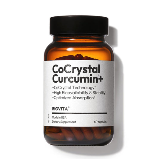 BIGVITA CoCrystal Curcumin bottle demonstrates enhanced absorption for daily wellness.