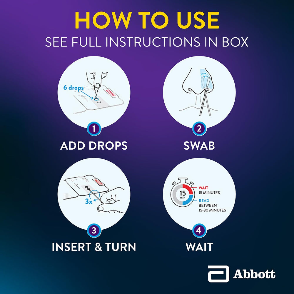 BinaxNOW easy instructions card guiding the test