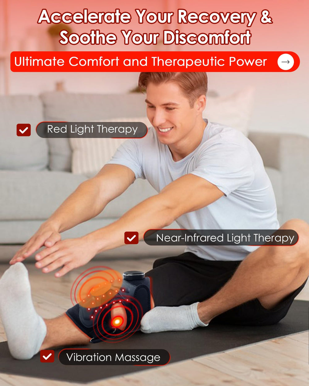 BINODIC knee brace control panel showing easy touchscreen therapy selection.