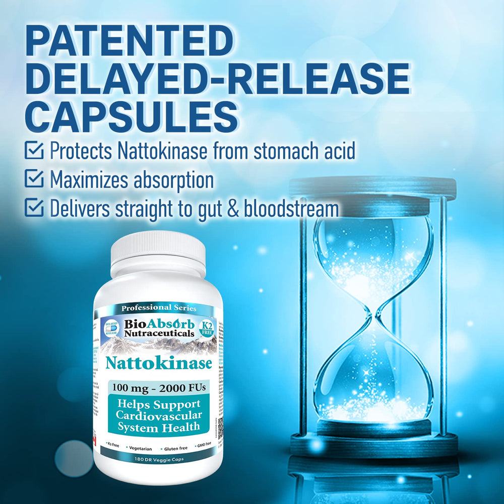 Bio Absorb Nattokinase delayed-release capsules protecting enzyme in stomach
