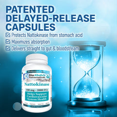 Bio Absorb Nattokinase delayed-release capsules protecting enzyme in stomach