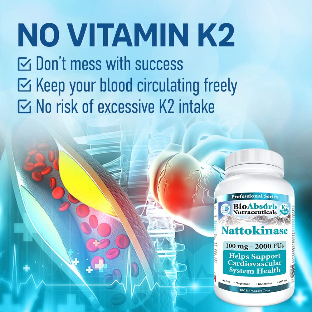 Bio Absorb Nattokinase Vitamin K2-free label for dosing flexibility