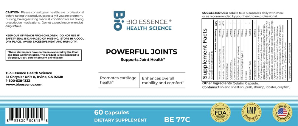 Bio Essence Health Science Powerful Joint capsules close-up for convenient daily use