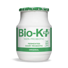 Bio-K Plus Original bottle front shows ready-to-drink probiotic for daily gut support.