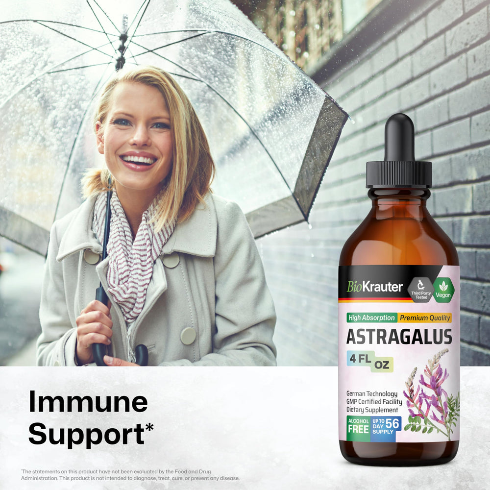 BIO KRAUTER Astragalus tincture dropper dispense demonstrates easy daily dosing