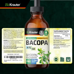 BIO KRAUTER Bacopa Drops packaging highlights simple three-ingredient formula