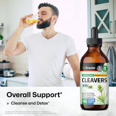BIO KRAUTER Cleavers drops pour into water for a smooth, alcohol-free cleanse routine.