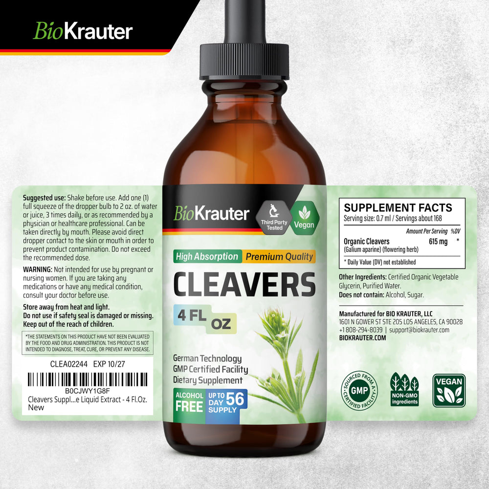 BIO KRAUTER Cleavers taste-free drops ready for daily use.