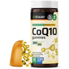 BIO KRAUTER CoQ10 gummies in a jar with banana flavor for daily enjoyment
