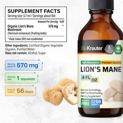 Closeup of BIO KRAUTER Lions Mane dropper preparing precise dosing for consistent intake.