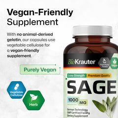 BIO KRAUTER Sage Capsules with water demonstrating easy intake.