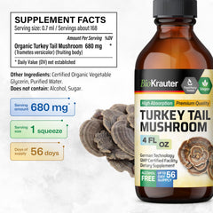BIO KRAUTER turkey tail drops ingredients water and glycerin clarity.