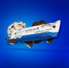 BIO NUTRITIONAL Power Crunch cookies-and-cream bars packaging on shelf