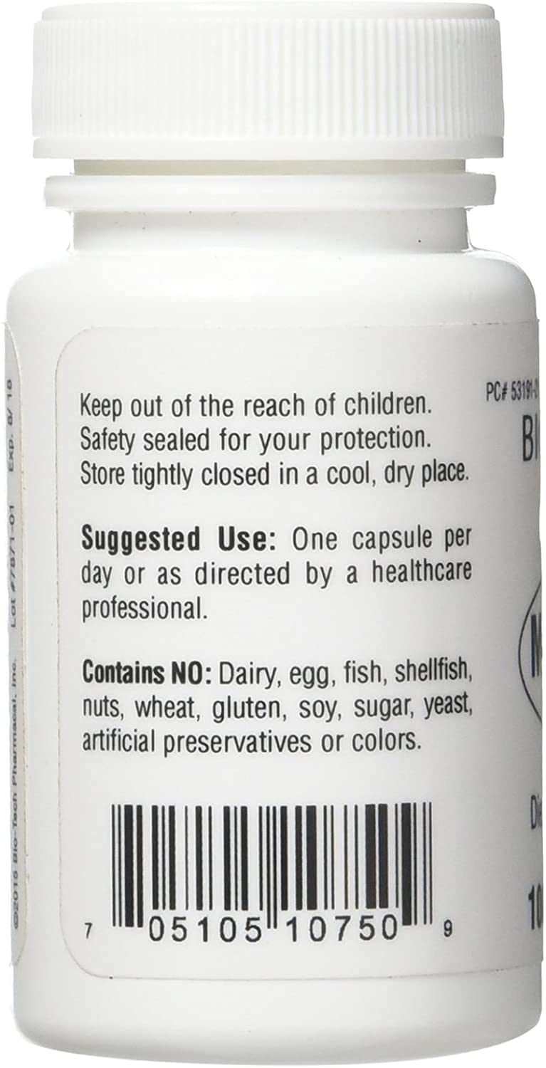 Bio-Tech Pharmacal Melatonin bottle front showing allergen-free formula.