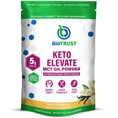 BioTrust Keto Elevate vanilla jar front, ready to add creaminess to coffee.