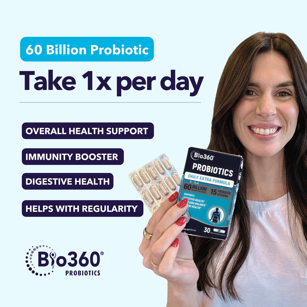 Bio360 organic prebiotics powering beneficial bacteria for digestion.
