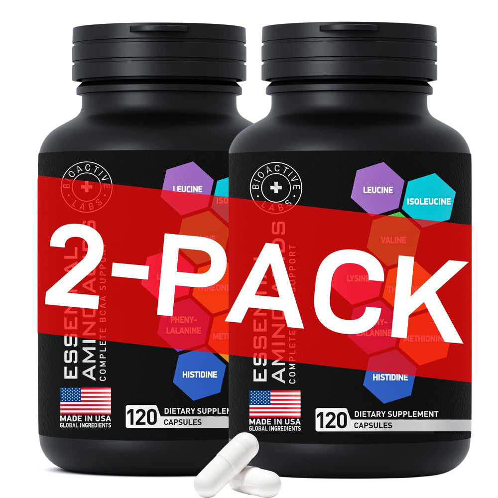 BIOACTIVE LABS Essential Amino Acids bottle front supports post-workout recovery.
