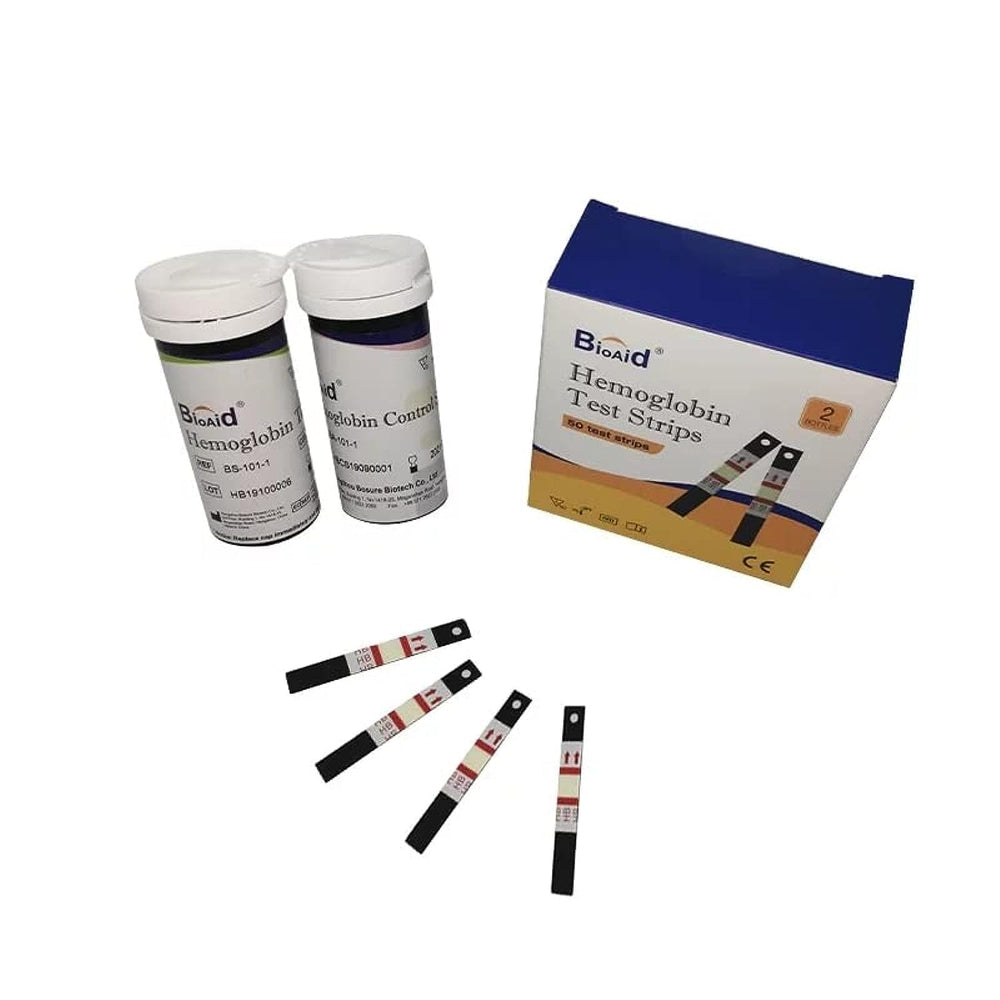 Bioaid hemoglobin strips pack for at-home testing and steady supply