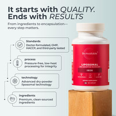 Closeup of BioAvailable Liposomal Iron capsule highlighting smooth texture