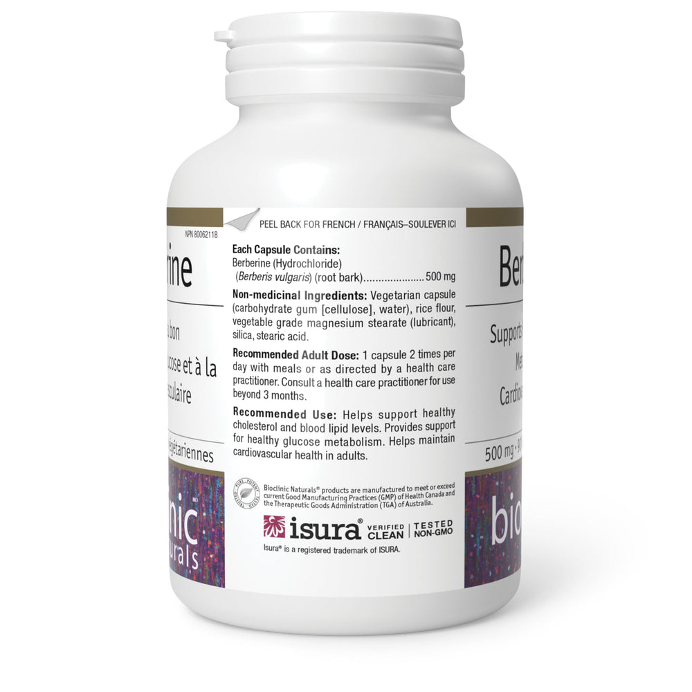Bioclinic Naturals Berberine HCL 90-capsule count indicating ample daily use