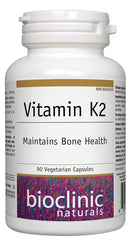 Bioclinic Naturals Vitamin K2 bottle front view highlighting 100 mcg MK-7