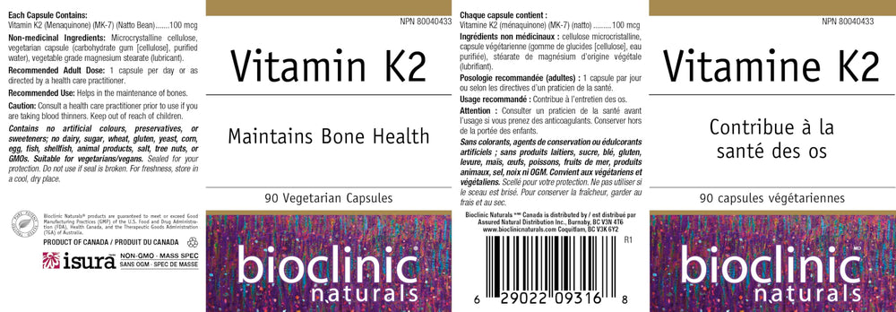 Bioclinic Naturals vitamin k2 capsule arrangement ready for daily routine