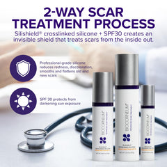 BIOCORNEUM gel in application glide highlighting smooth scar coverage.