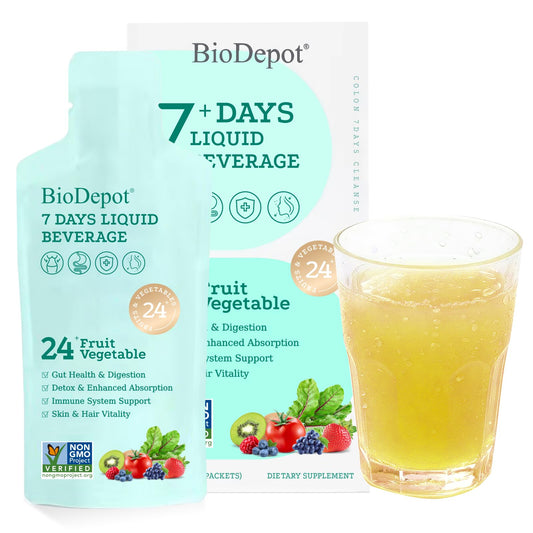 Biodepot 7 Days Cleanse Liquid bottle offers convenient gut support on the go.