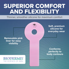 BIODERMIS EpiDerm pink liner on removable sheet for easy handling and visibility