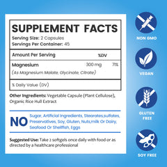Closeup of BioEmblem triple magnesium capsules highlighting vegan capsules