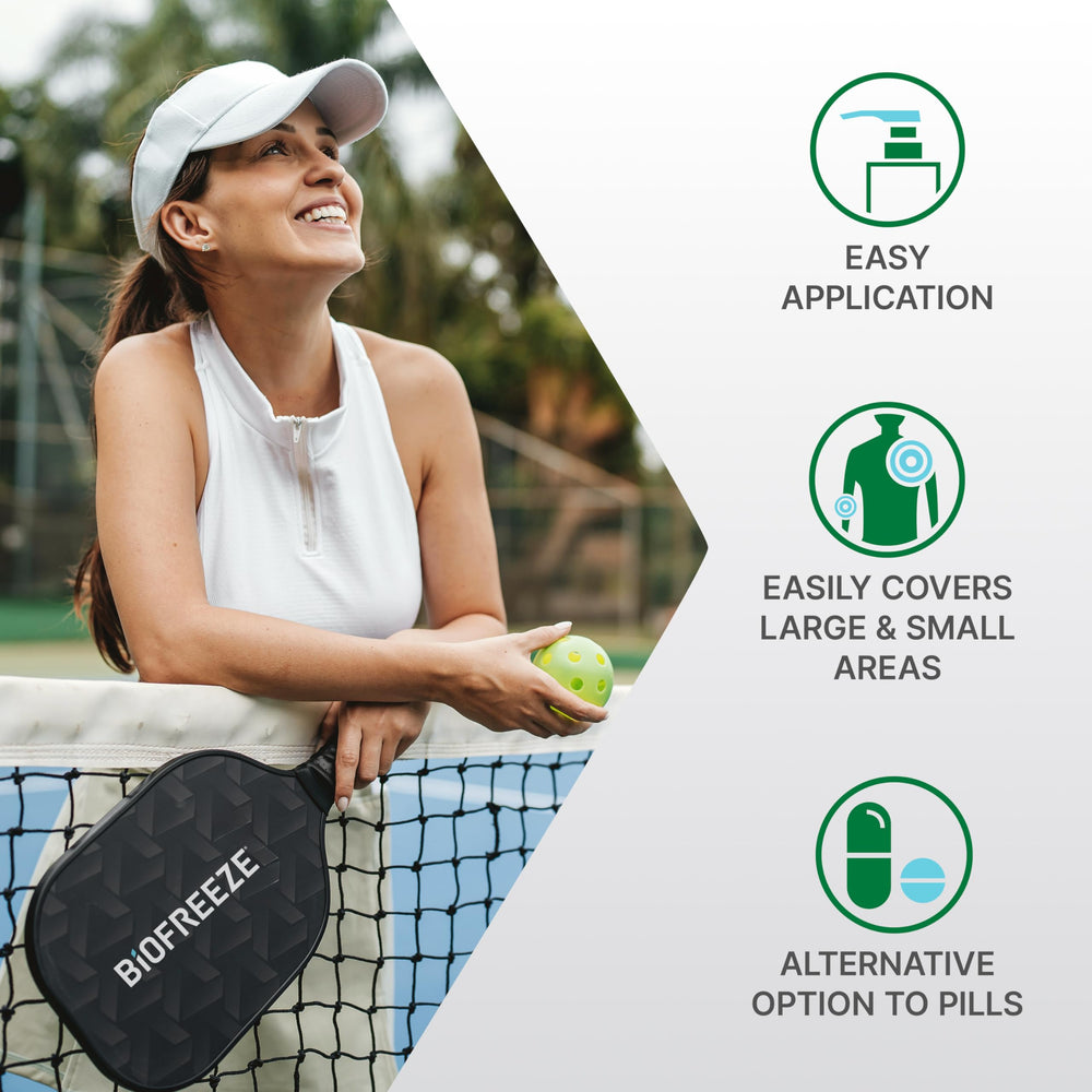 Biofreeze gel on neck area to ease neck pain with menthol cooling