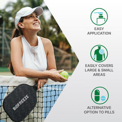 Biofreeze gel on neck area to ease neck pain with menthol cooling