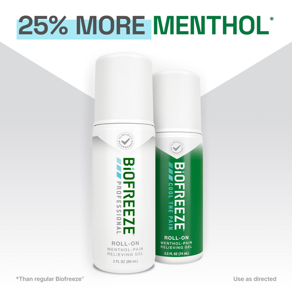 Arthritis relief with Biofreeze Professional Roll-On cooling gel.