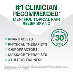 Applying Biofreeze Professional Roll-On to the knee for relief.