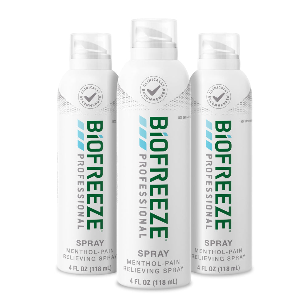 Biofreeze Professional spray bottle front view showing fast, targeted cooling relief