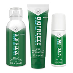 Biofreeze spray with upside-down nozzle for easy reach.